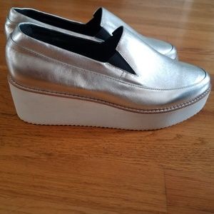 Silver Wedge Slip-Ons